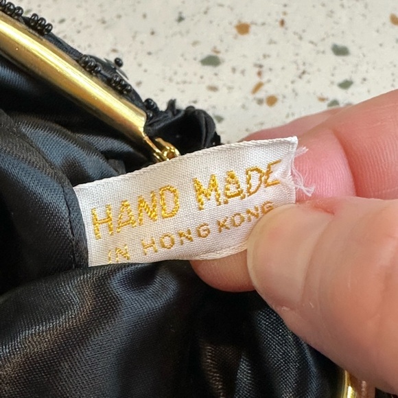 Vintage Black Beaded & Gold Wristlet‎ Chain or Wear as a Clutch Evening Bag - Picture 9 of 9